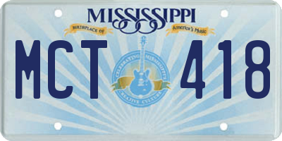 MS license plate MCT418