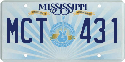 MS license plate MCT431
