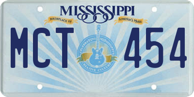 MS license plate MCT454
