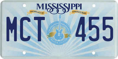 MS license plate MCT455