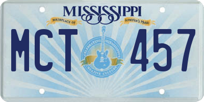 MS license plate MCT457