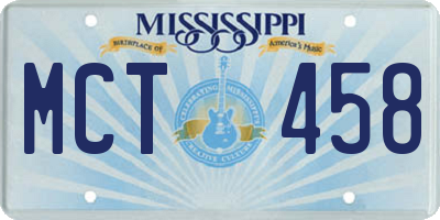 MS license plate MCT458