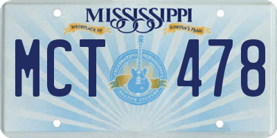 MS license plate MCT478