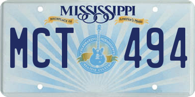 MS license plate MCT494