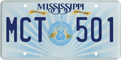 MS license plate MCT501