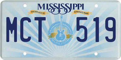 MS license plate MCT519