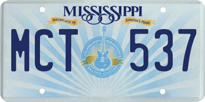 MS license plate MCT537