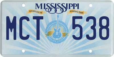 MS license plate MCT538