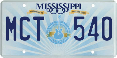 MS license plate MCT540