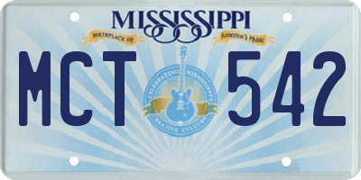 MS license plate MCT542
