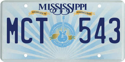 MS license plate MCT543
