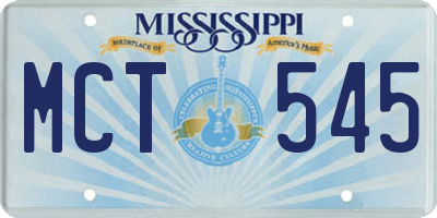 MS license plate MCT545