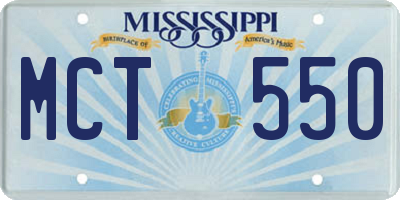 MS license plate MCT550