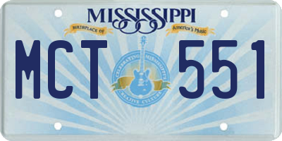 MS license plate MCT551