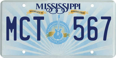 MS license plate MCT567
