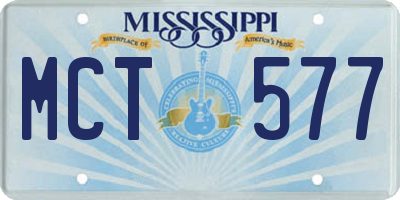 MS license plate MCT577