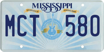 MS license plate MCT580