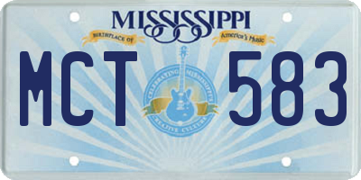 MS license plate MCT583