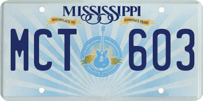 MS license plate MCT603