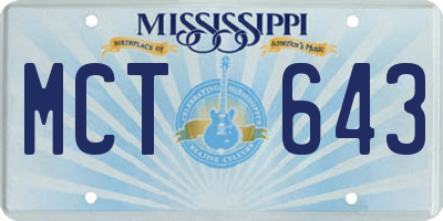 MS license plate MCT643