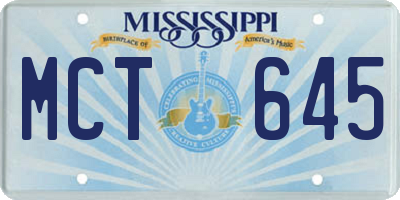 MS license plate MCT645