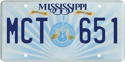 MS license plate MCT651