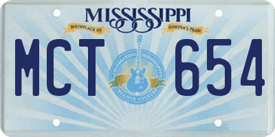 MS license plate MCT654