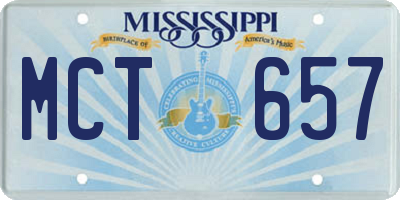 MS license plate MCT657