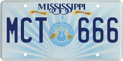 MS license plate MCT666