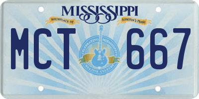 MS license plate MCT667