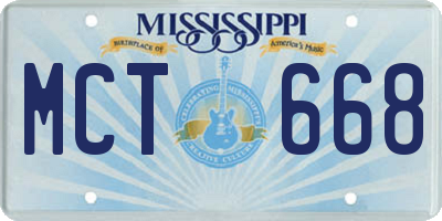 MS license plate MCT668