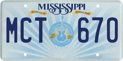 MS license plate MCT670