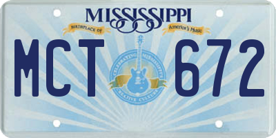 MS license plate MCT672