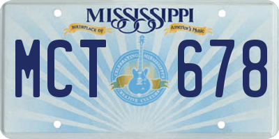MS license plate MCT678
