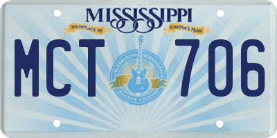 MS license plate MCT706