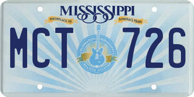 MS license plate MCT726