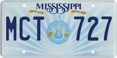 MS license plate MCT727
