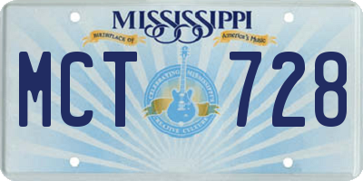 MS license plate MCT728