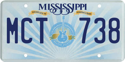 MS license plate MCT738
