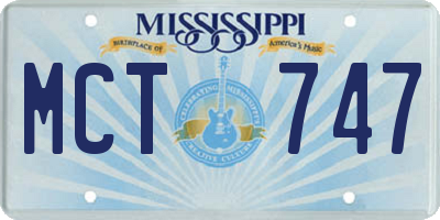 MS license plate MCT747