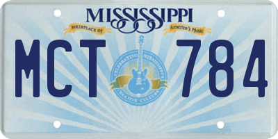 MS license plate MCT784