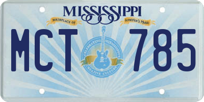 MS license plate MCT785