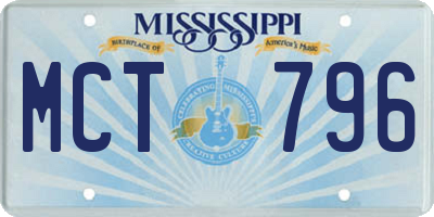 MS license plate MCT796