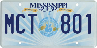 MS license plate MCT801