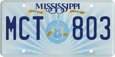 MS license plate MCT803
