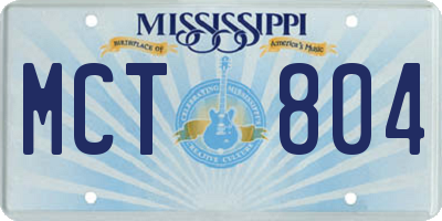 MS license plate MCT804