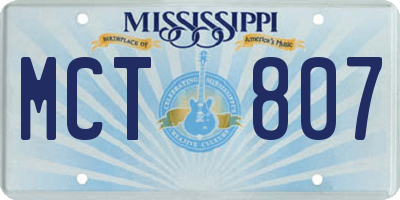 MS license plate MCT807