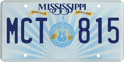 MS license plate MCT815
