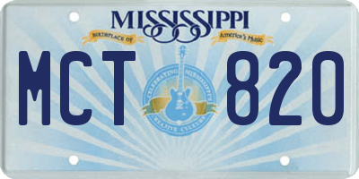 MS license plate MCT820