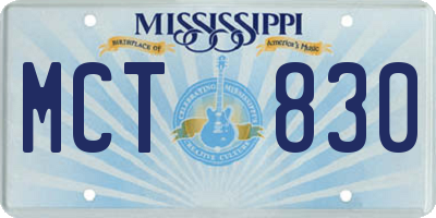 MS license plate MCT830